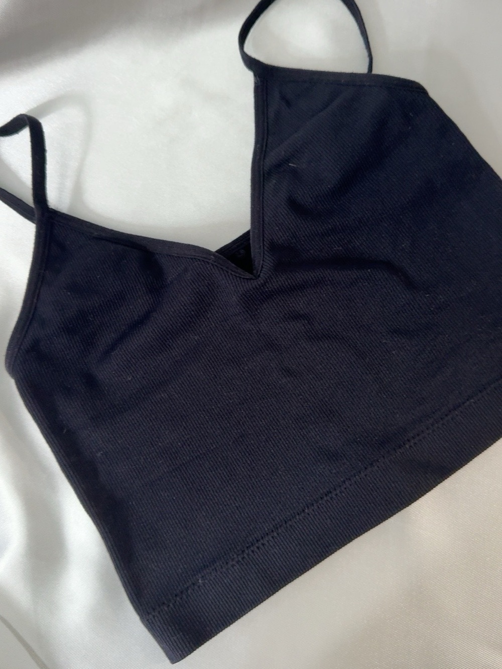 Garage Black Ribbed V-Neck Sports Bralette